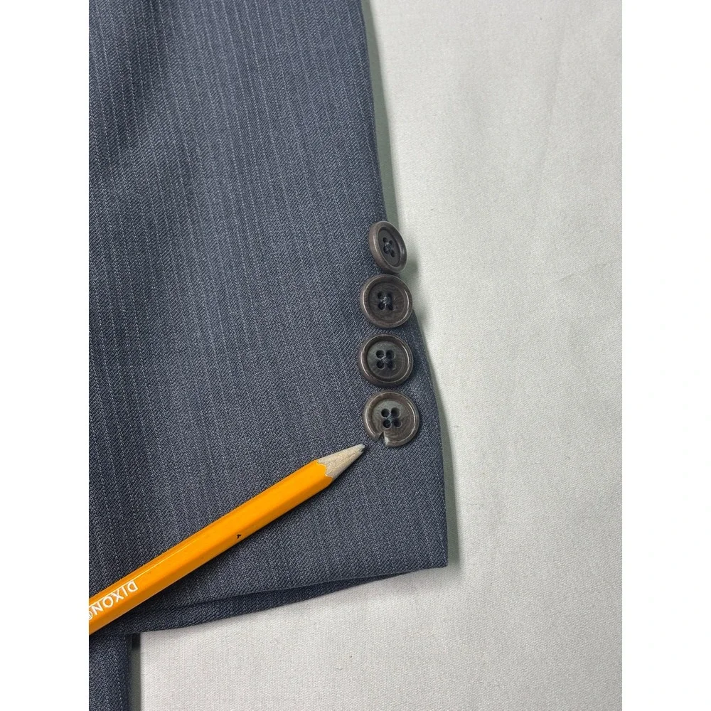 Brooks Brothers 346 Mens Suit 43R 36X28 Charcoal Gray Pinstripe Wool Stretch 2Pc